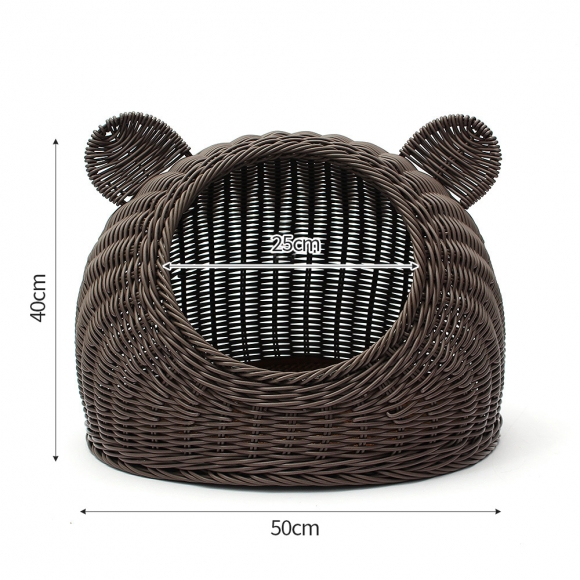 고양이 라탄패턴 숨숨집(대형묘) (커피)