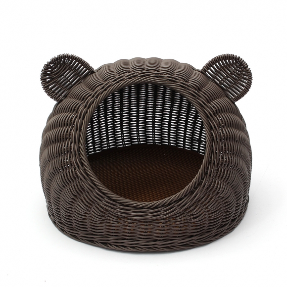 고양이 라탄패턴 숨숨집(대형묘) (커피)