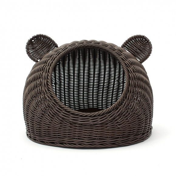 고양이 라탄패턴 숨숨집(대형묘) (커피)