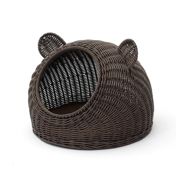 고양이 라탄패턴 숨숨집(대형묘) (커피)