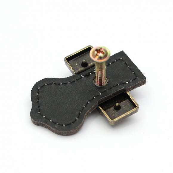 레더룸 가죽 가구손잡이 6세트(1구) (클래식 블랙)