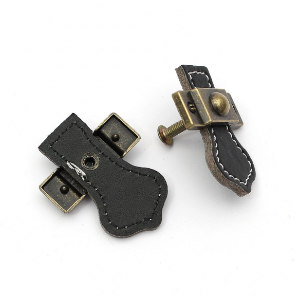 레더룸 가죽 가구손잡이 6세트(1구) (클래식 블랙)