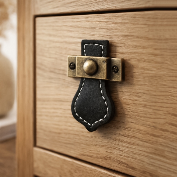 레더룸 가죽 가구손잡이 6세트(1구) (클래식 블랙)