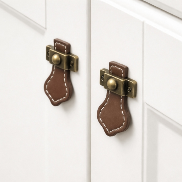 레더룸 가죽 가구손잡이 6세트(1구) (클래식 브라운)