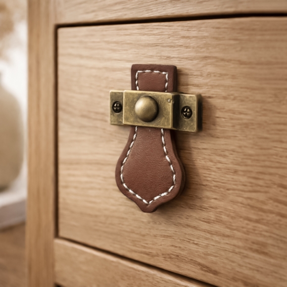 레더룸 가죽 가구손잡이 6세트(1구) (클래식 브라운)