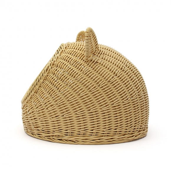 고양이 라탄패턴 숨숨집(소형묘) (베이지)