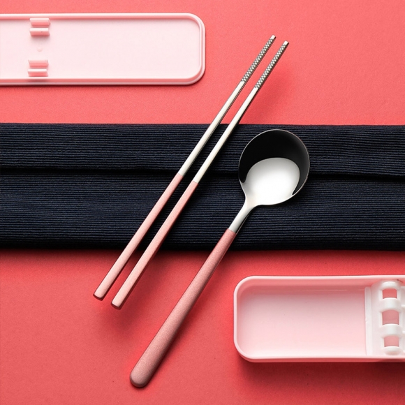 푸드썸 휴대용 수저 세트(핑크)