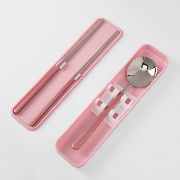 푸드썸 휴대용 수저 세트(핑크)