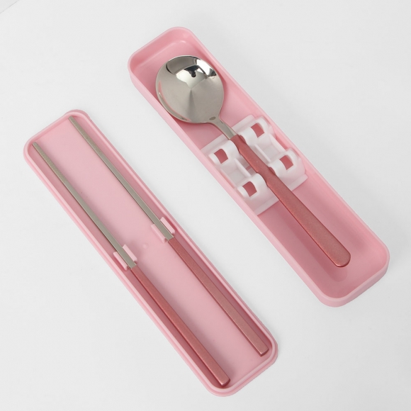 푸드썸 휴대용 수저 세트(핑크)
