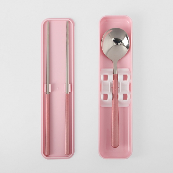 푸드썸 휴대용 수저 세트(핑크)