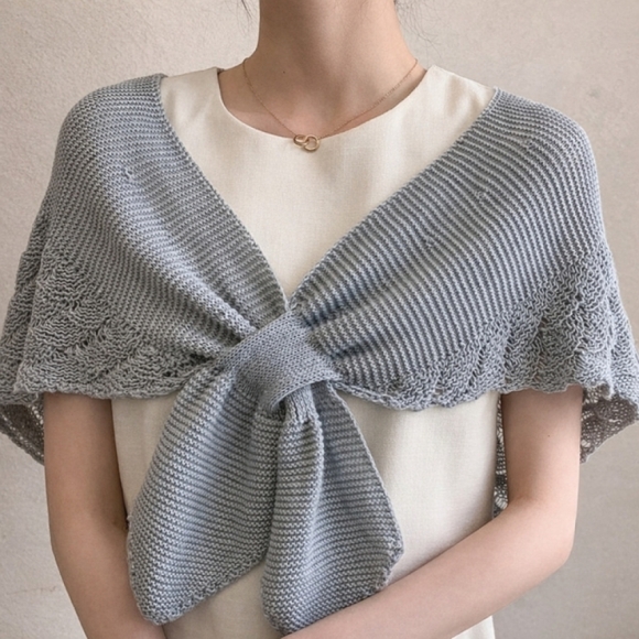 케이프 니트 숏 어깨숄(그레이)