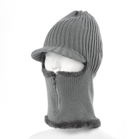 지퍼오픈 넥워머 챙모자(그레이) (남성용)