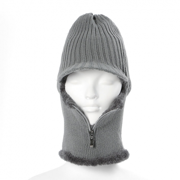 지퍼오픈 넥워머 챙모자(그레이) (남성용)