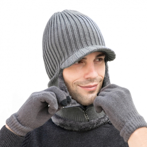 지퍼오픈 넥워머 챙모자(그레이) (남성용)