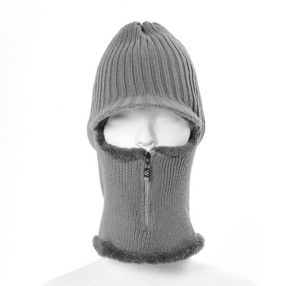 지퍼오픈 넥워머 챙모자(그레이) (남성용)