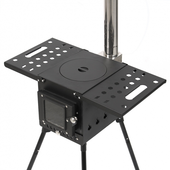 힐링캠핑 접이식 화목난로(내열창+재받침) (57x29cm)