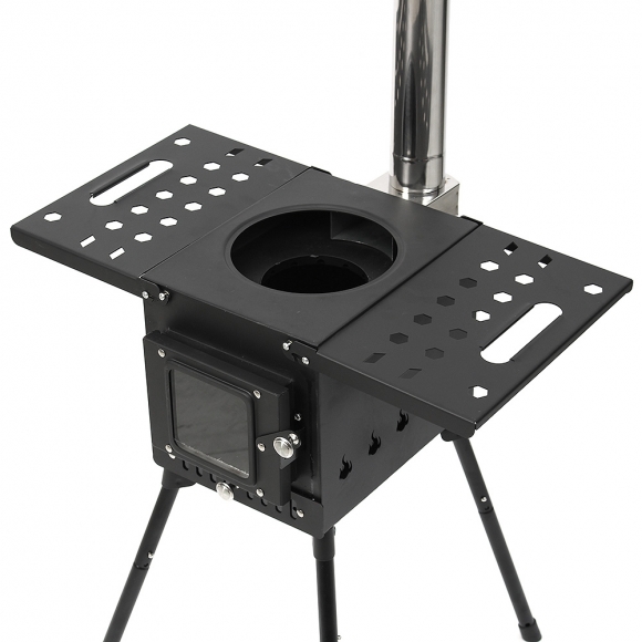 힐링캠핑 접이식 화목난로(내열창+재받침) (57x29cm)