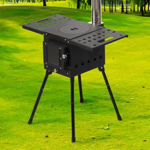 힐링캠핑 접이식 화목난로(내열창+재받침) (57x29cm)