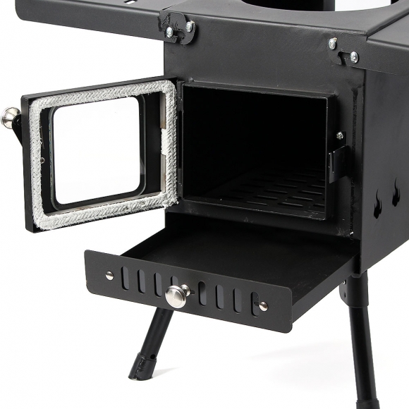 힐링캠핑 접이식 화목난로(내열창+재받침) (57x29cm)