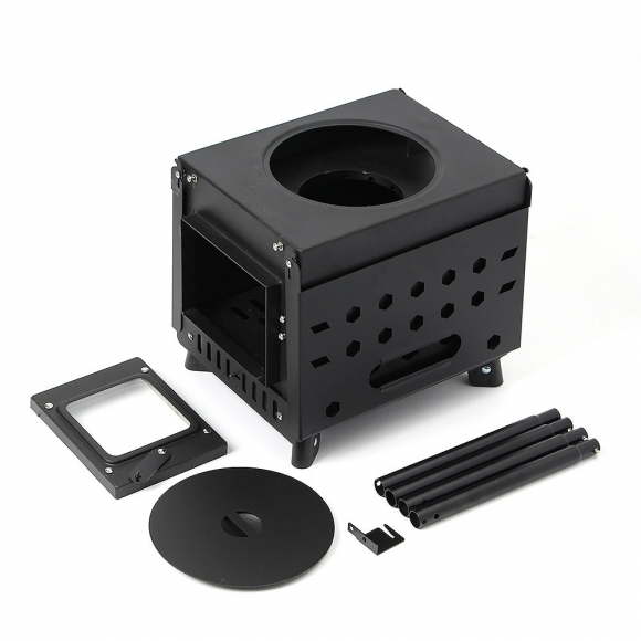 힐링캠핑 접이식 화목난로(내열창+재받침) (57x29cm)