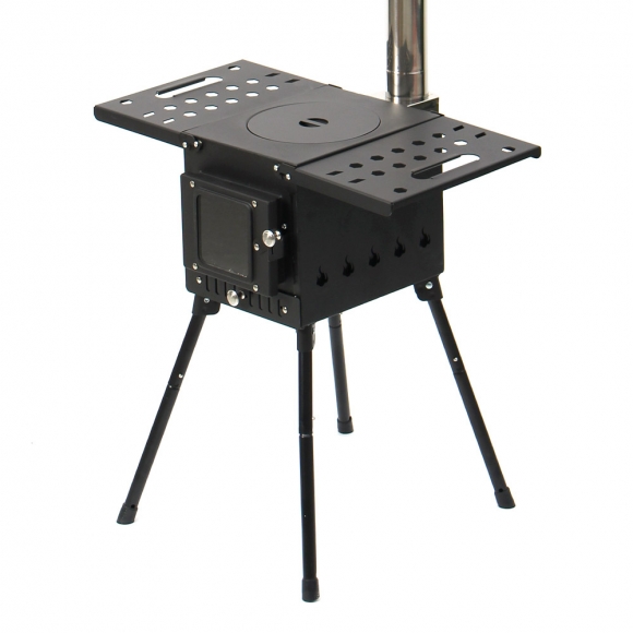 힐링캠핑 접이식 화목난로(내열창+재받침) (57x29cm)