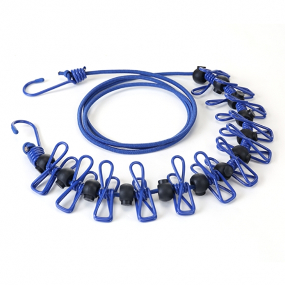 간편 빨래집게+탄성 빨랫줄 2p세트(블루)