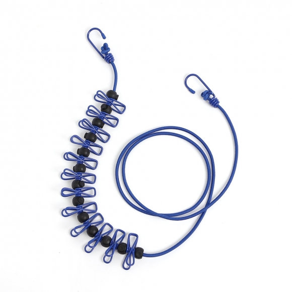 간편 빨래집게+탄성 빨랫줄 2p세트(블루)