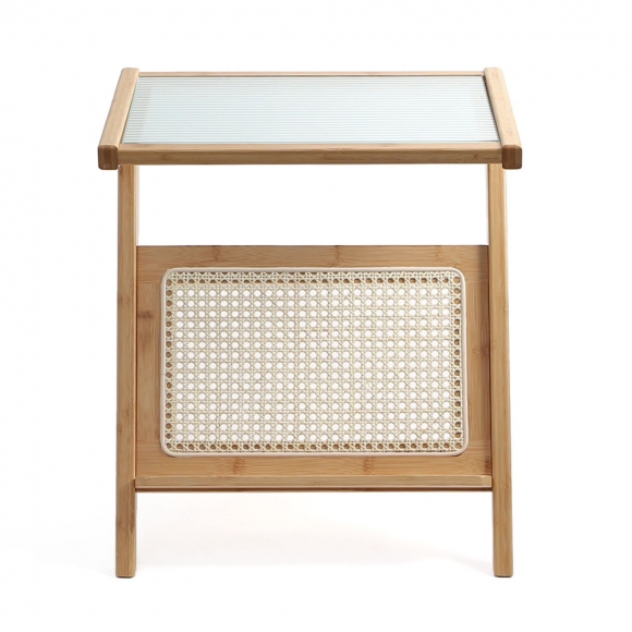 홈인리빙 유리 사이드테이블(50cm) (내추럴)