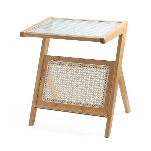 홈인리빙 유리 사이드테이블(50cm) (내추럴)