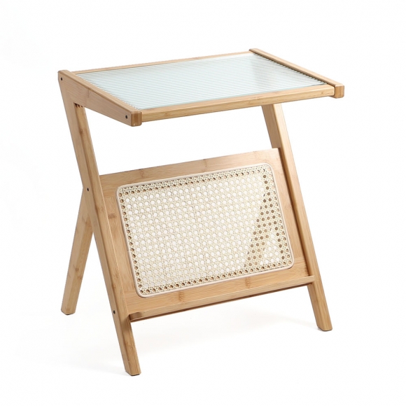 홈인리빙 유리 사이드테이블(50cm) (내추럴)