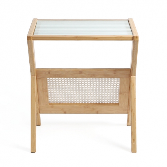 홈인리빙 유리 사이드테이블(50cm) (내추럴)