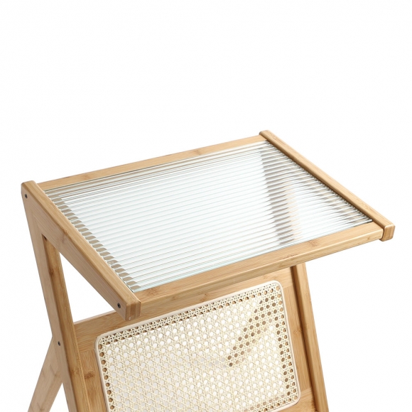 홈인리빙 유리 사이드테이블(50cm) (내추럴)