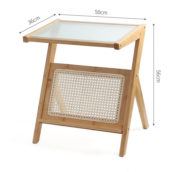 홈인리빙 유리 사이드테이블(50cm) (내추럴)