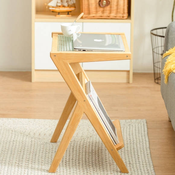 홈인리빙 유리 사이드테이블(50cm) (내추럴)