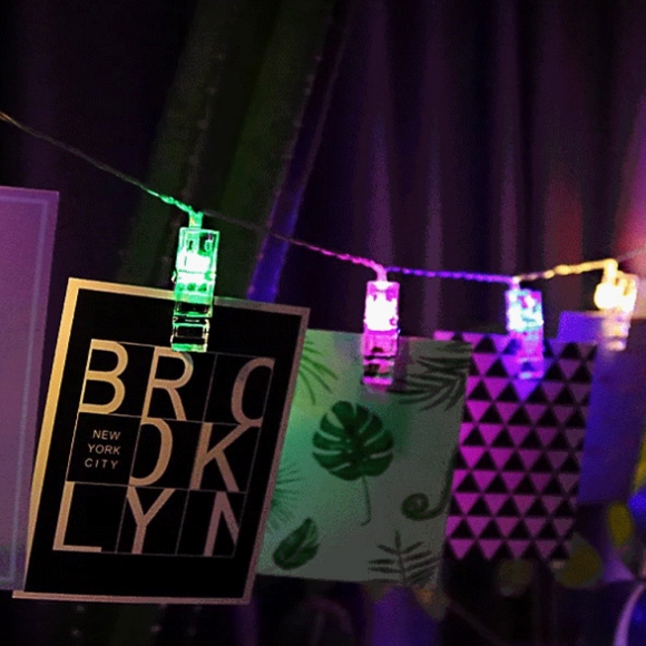 10구 LED 클립 집게 전구 2p세트(1.5m) (컬러)