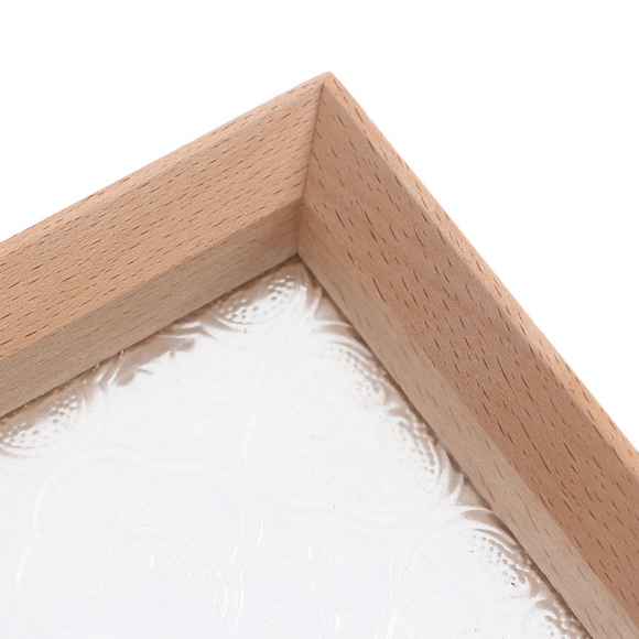 [쿠킹홈] 엔틱 플라워 유리트레이(30x20cm) (내추럴)