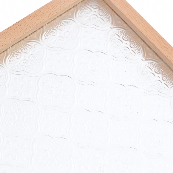 [쿠킹홈] 엔틱 플라워 유리트레이(30x20cm) (내추럴)