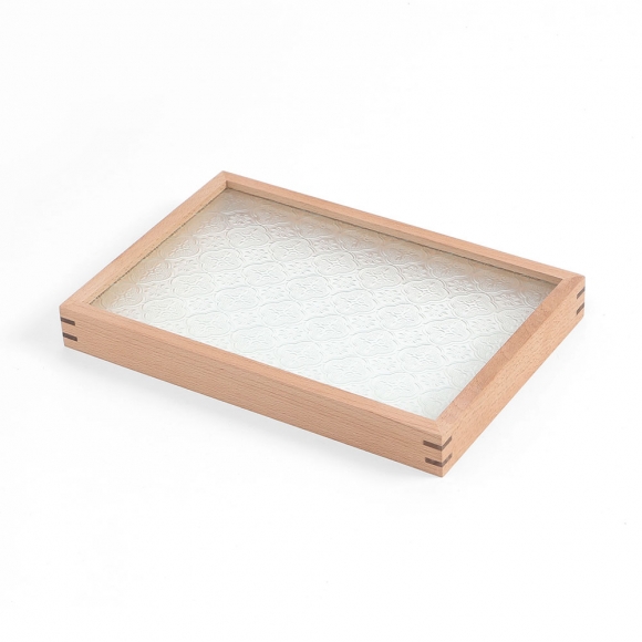 [쿠킹홈] 엔틱 플라워 유리트레이(30x20cm) (내추럴)