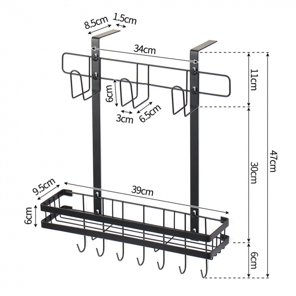 알뜰정리 2단 냉장고걸이 선반 T1(블랙)