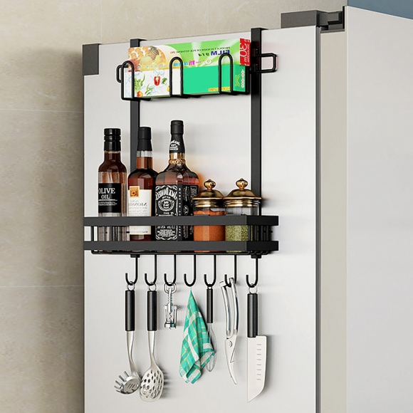 알뜰정리 2단 냉장고걸이 선반 T1(블랙)