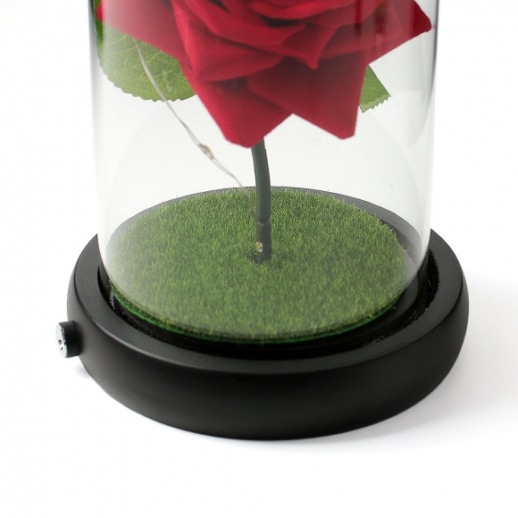 레드로사 유리돔 장미 무드등(블랙)