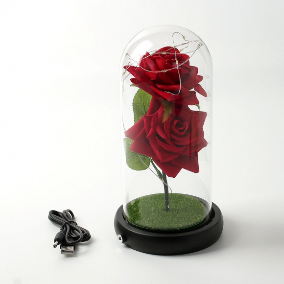 레드로사 유리돔 장미 무드등(블랙)