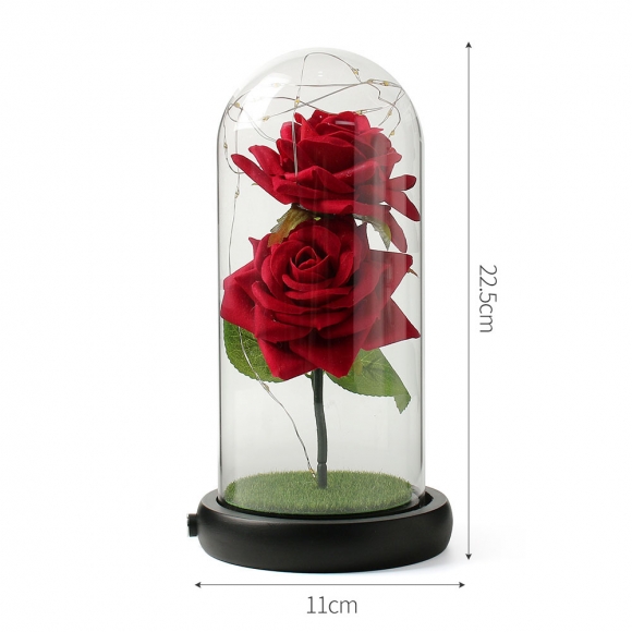 레드로사 유리돔 장미 무드등(블랙)