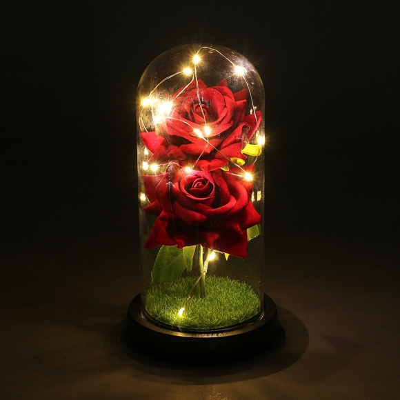 레드로사 유리돔 장미 무드등(블랙)