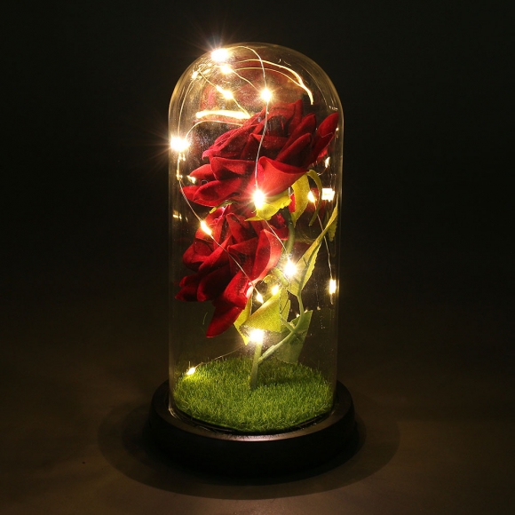 레드로사 유리돔 장미 무드등(블랙)