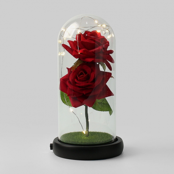 레드로사 유리돔 장미 무드등(블랙)