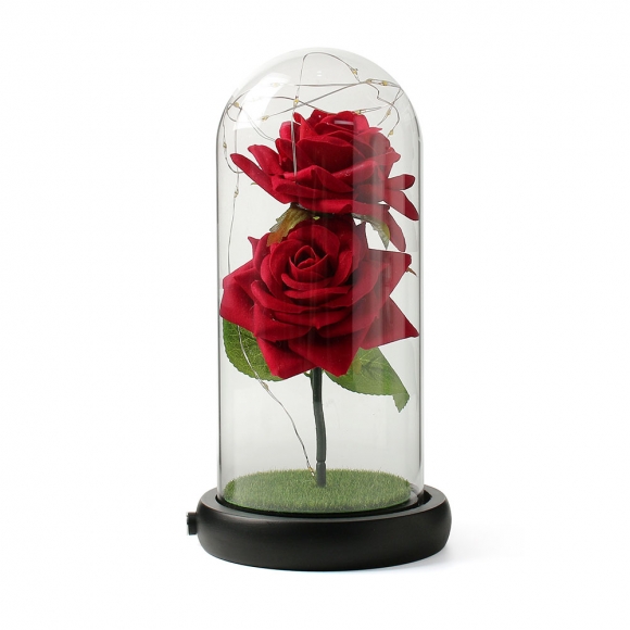 레드로사 유리돔 장미 무드등(블랙)