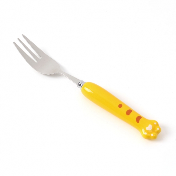 꾹꾹호랑 휴대용 숟가락 포크 세트(옐로우)