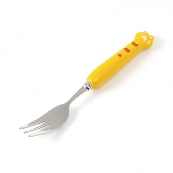 꾹꾹호랑 휴대용 숟가락 포크 세트(옐로우)