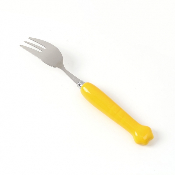 꾹꾹호랑 휴대용 숟가락 포크 세트(옐로우)